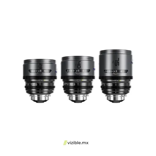 DZOFILM PAVO 2x Anamorphic 28/40/75mm T2.1, Juego de 3 lentes PL/EF Mount (Blue Coating)